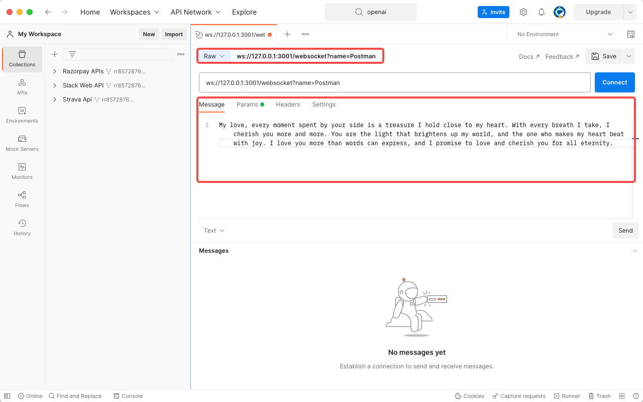 postman 测试 Websocket 接口