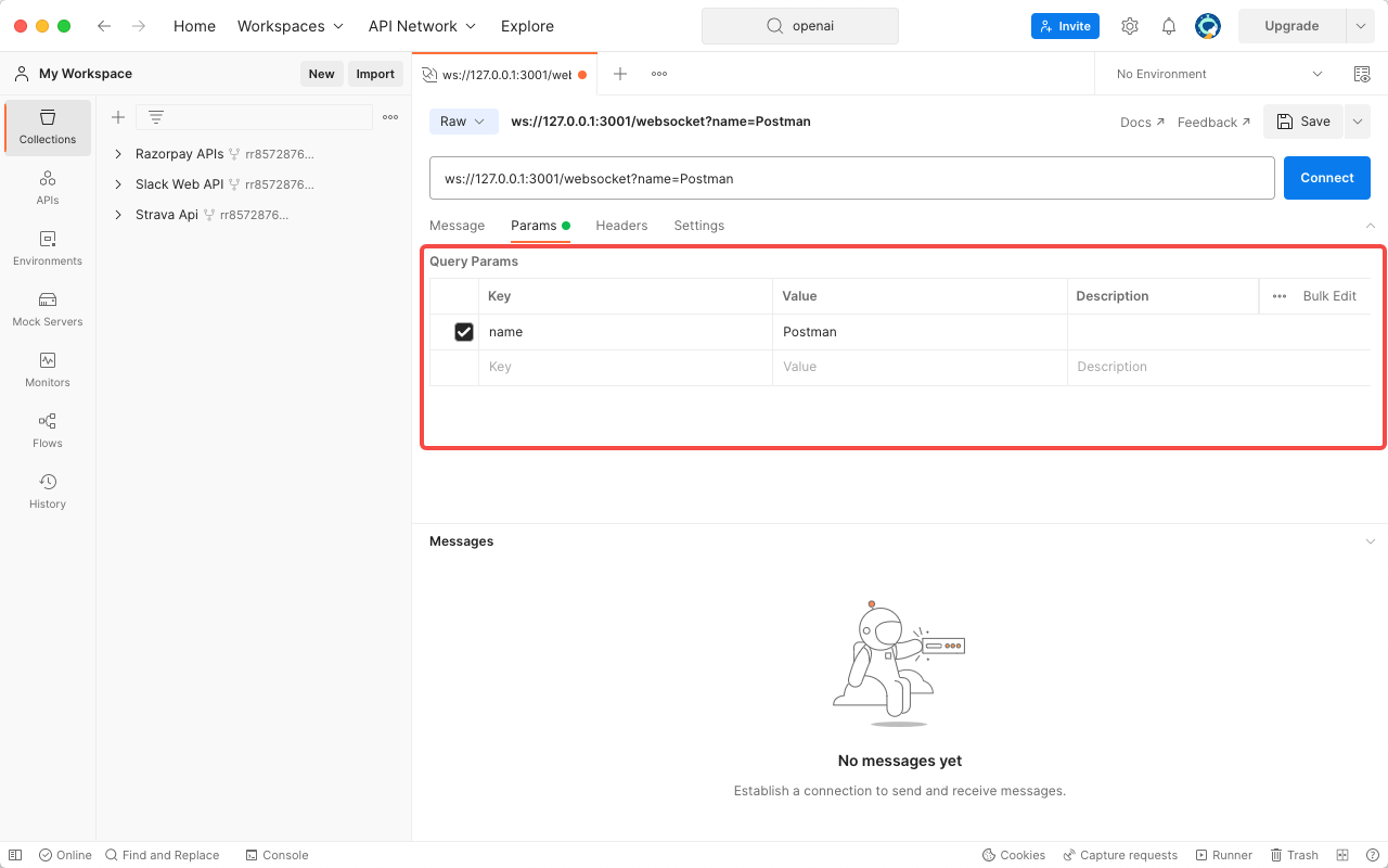 postman 测试 Websocket 接口