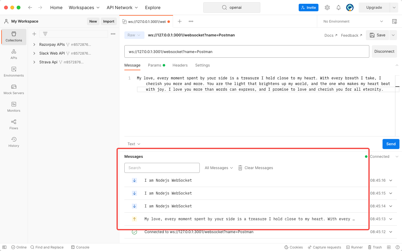 postman 测试 Websocket 接口