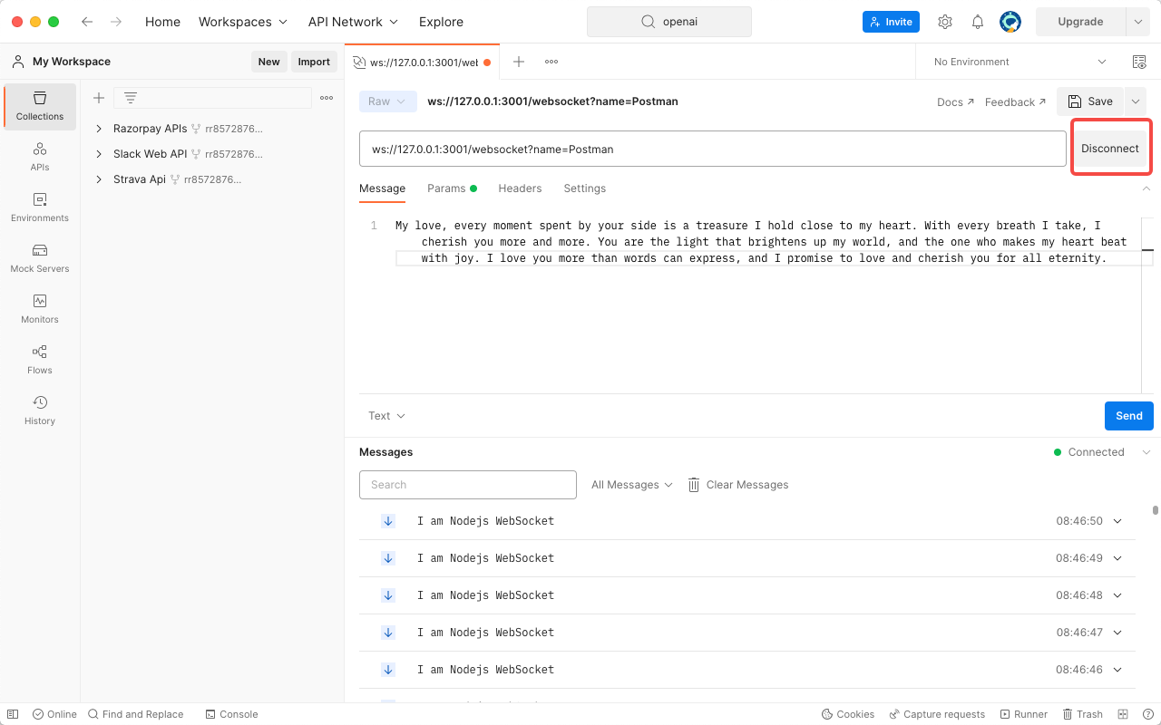 postman 测试 Websocket 接口