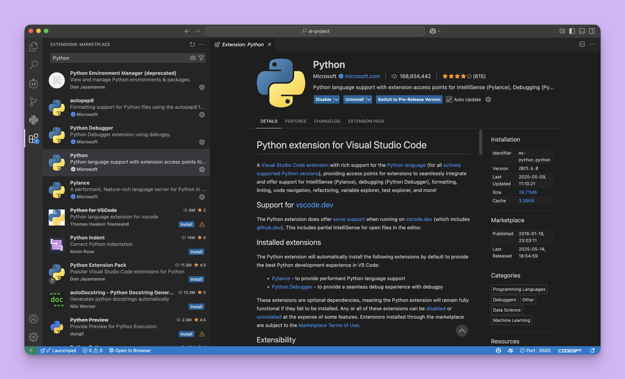在vscode中安装python扩展