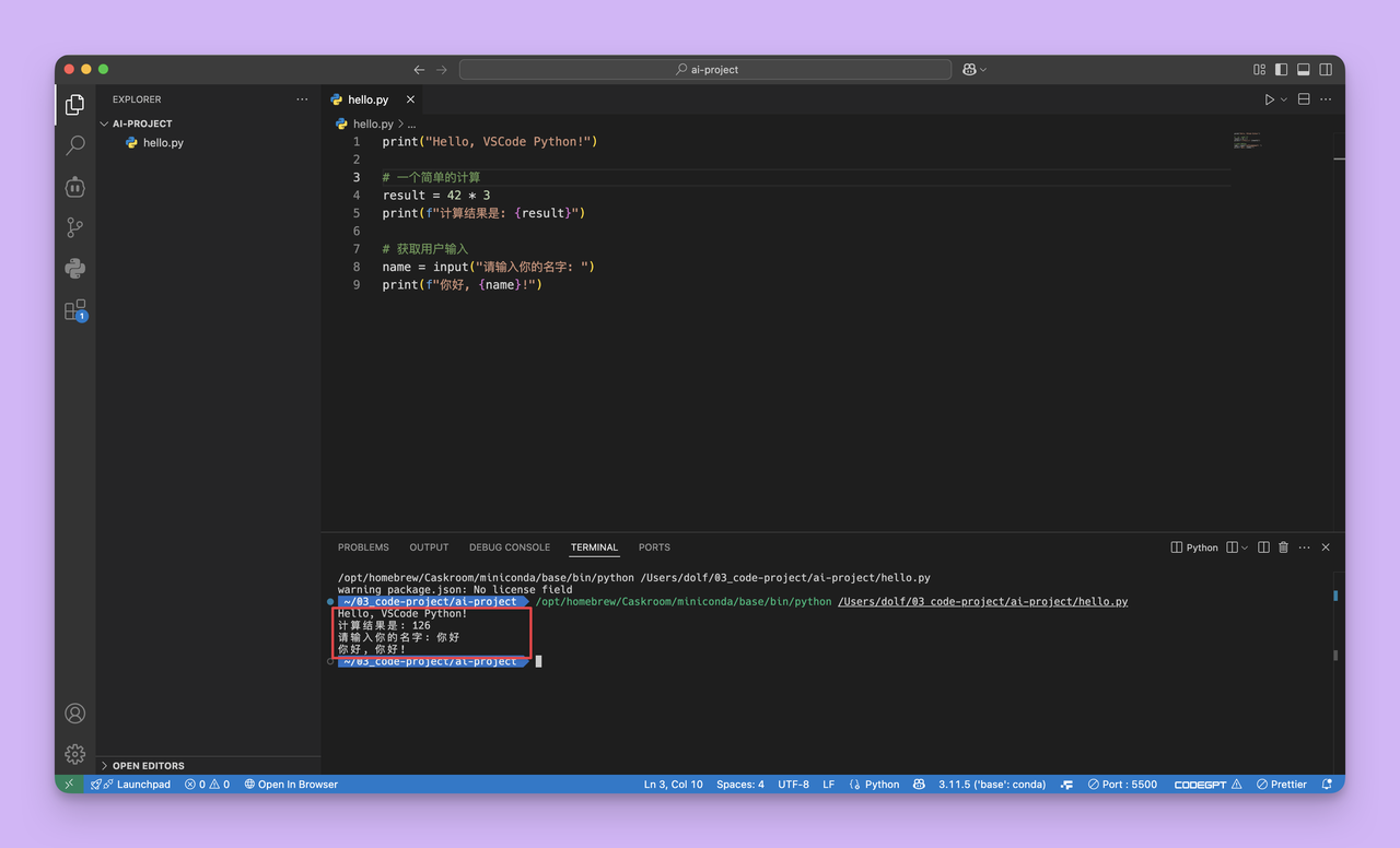 vscode运行 Python 程序