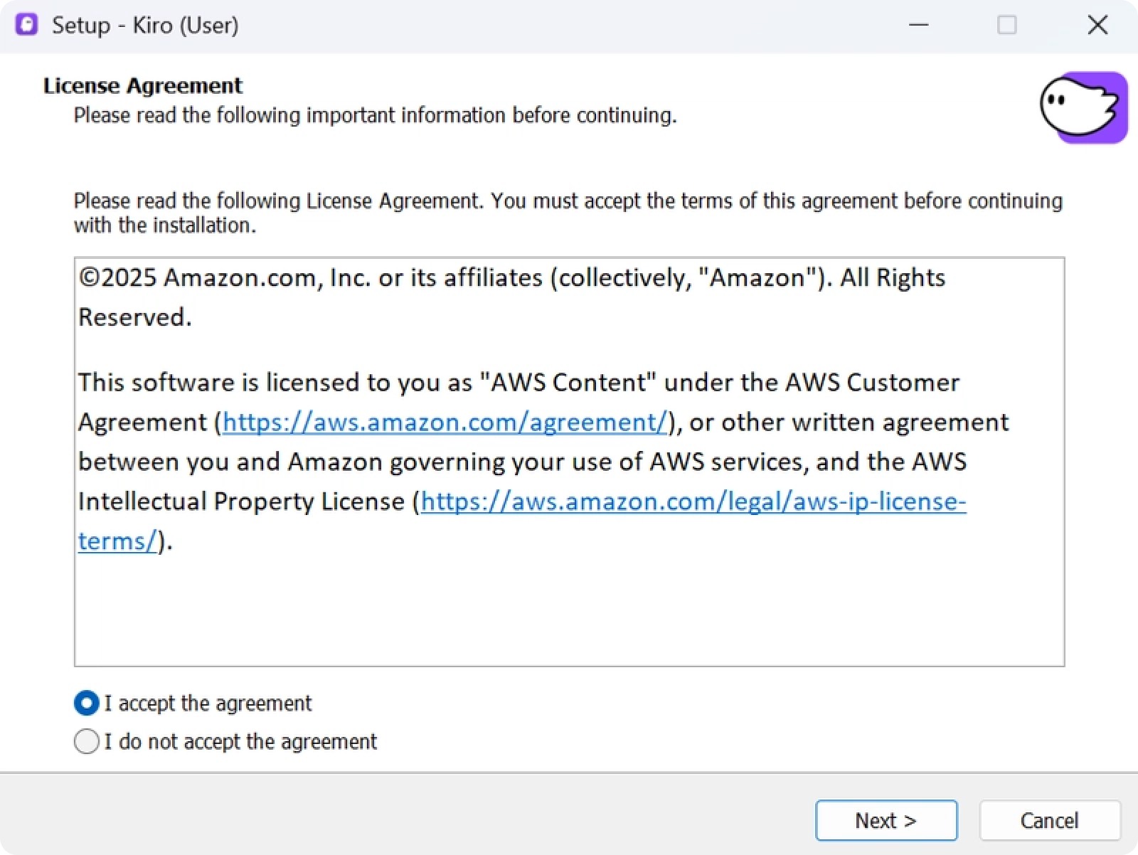 查看并接受 AWS 客户协议和知识产权许可