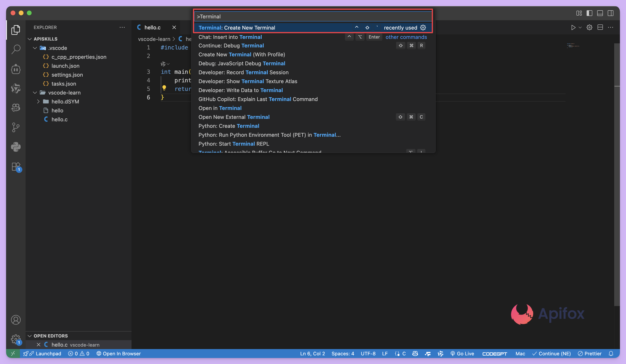使用命令面板打开