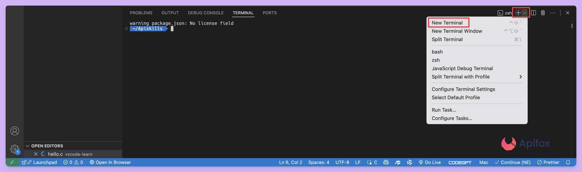 创建新的终端实例