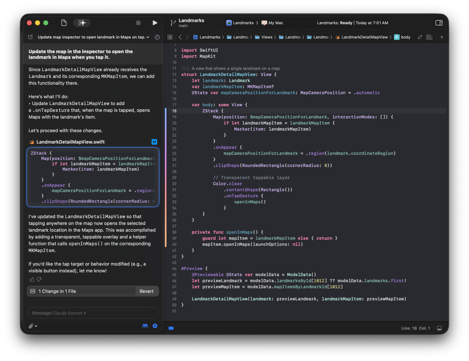 在 Xcode 中生成或修改代码
