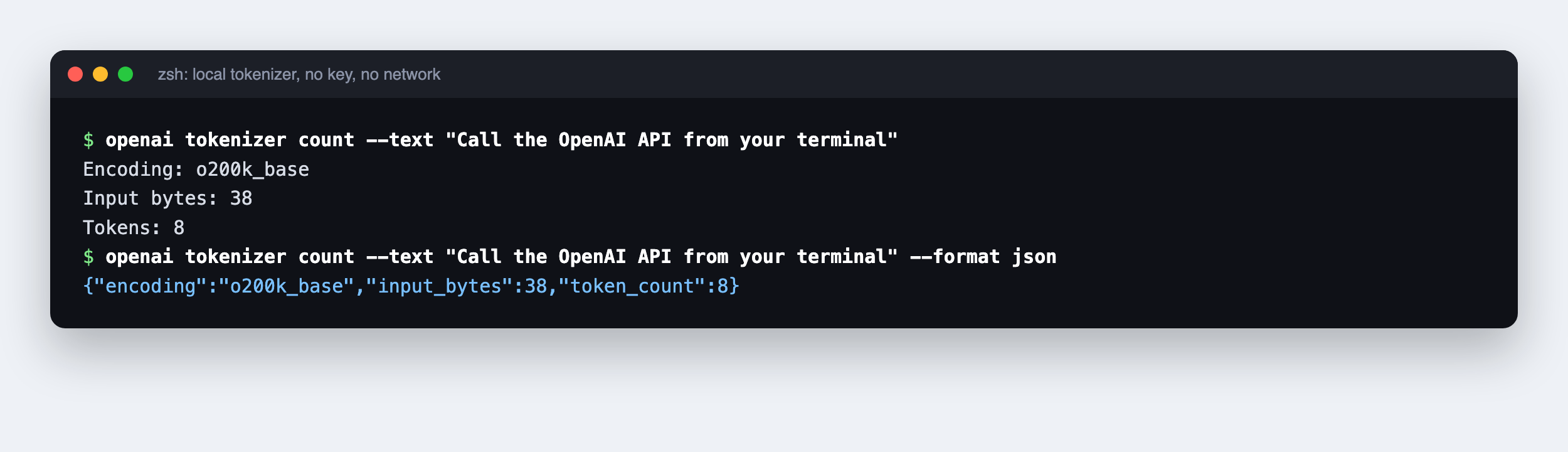 openai tokenizer count 的文本和 JSON 输出