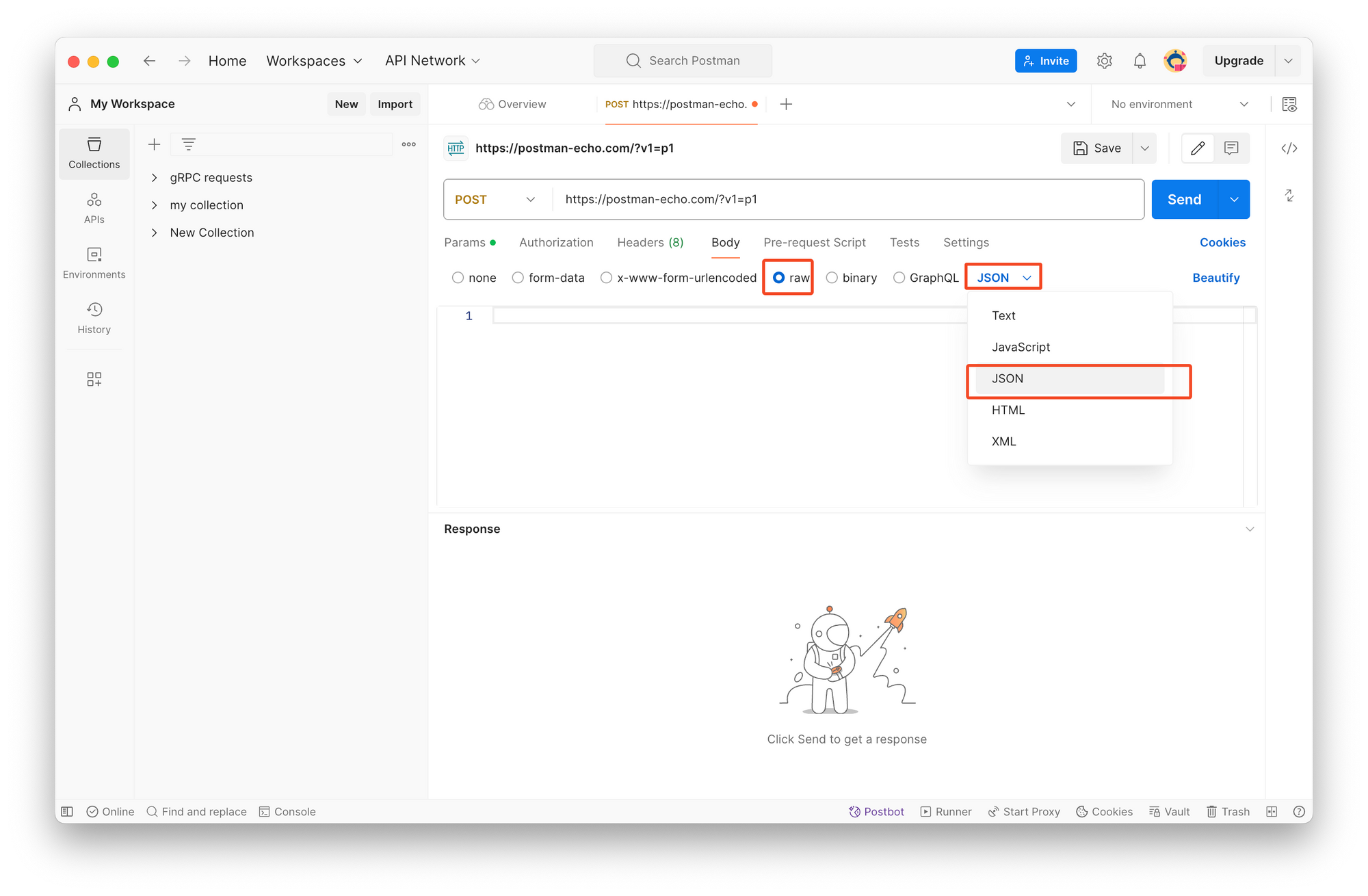 如何在 Postman 中上传 JSON 数据？