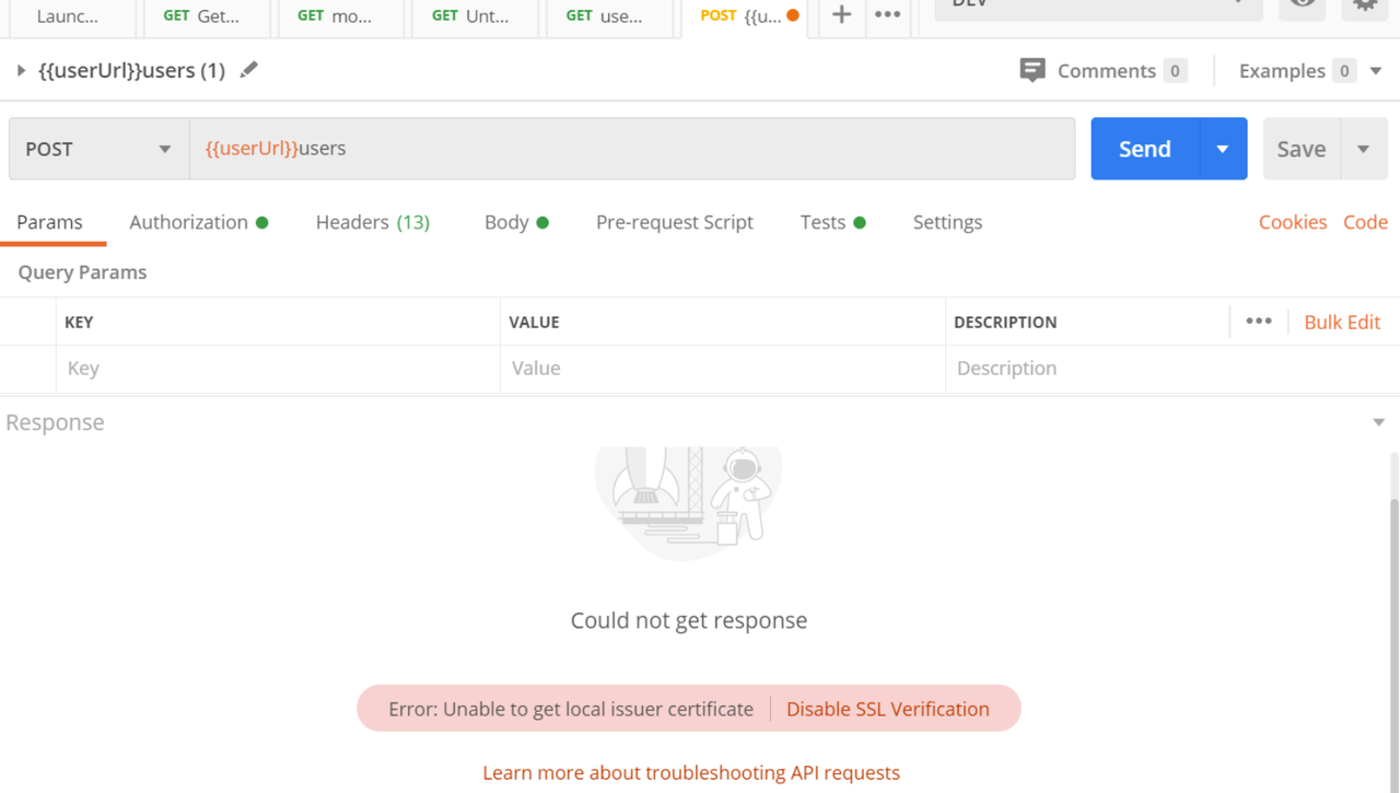 postman “Unable to Get Local Issuer Certificate”报错原因